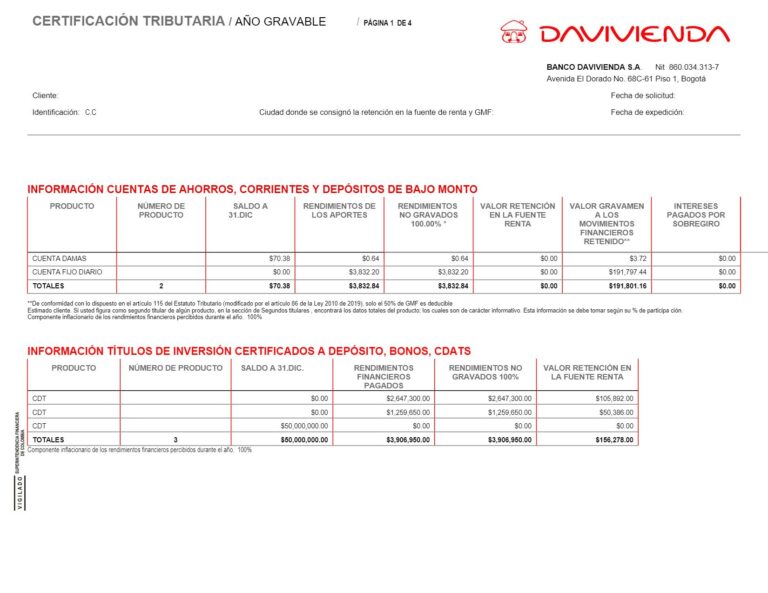 certificado tributario