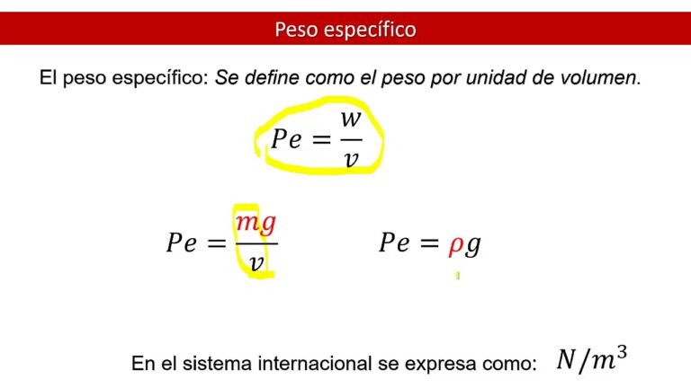 Cómo calcular la densidad y el peso específico de una sustancia 2 peso especifico